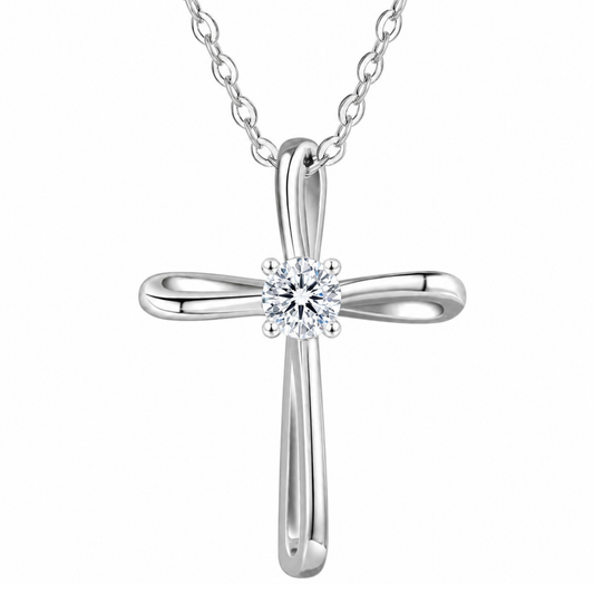 Naszyjnik Lumi Cross z Moissanitem 0.30ct S925 Damski