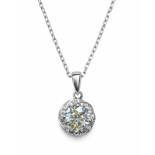 Naszyjnik Luna z Moissanitem 1 karat S925 Białe Złoto Damski