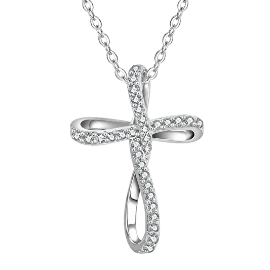 Naszyjnik Oval Cross z Moissanitem 0.192ct S925 Damski