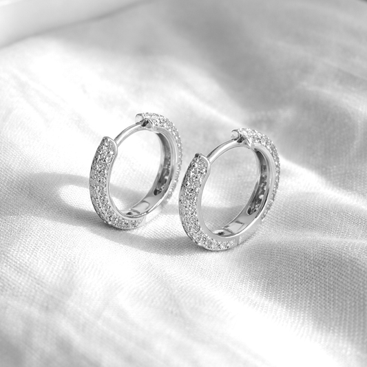 Kolczyki Crystal Hoop S925 Białe Złoto Damskie