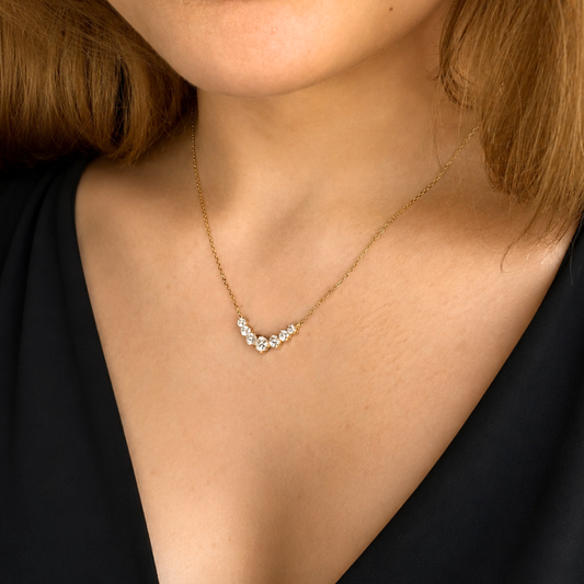 Naszyjnik V-line z Moissanitem 1.70ct S925 Złoty Damski