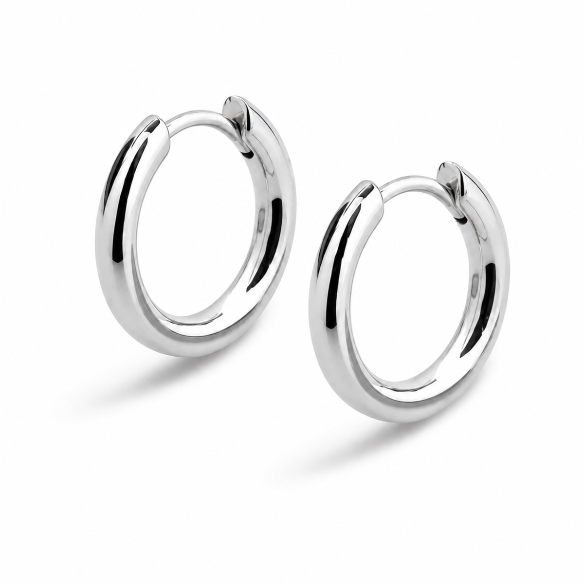 Kolczyki Classic Hoop S925 Białe Złoto Damskie