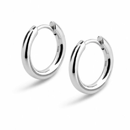 Kolczyki Classic Hoop S925 Białe Złoto Damskie