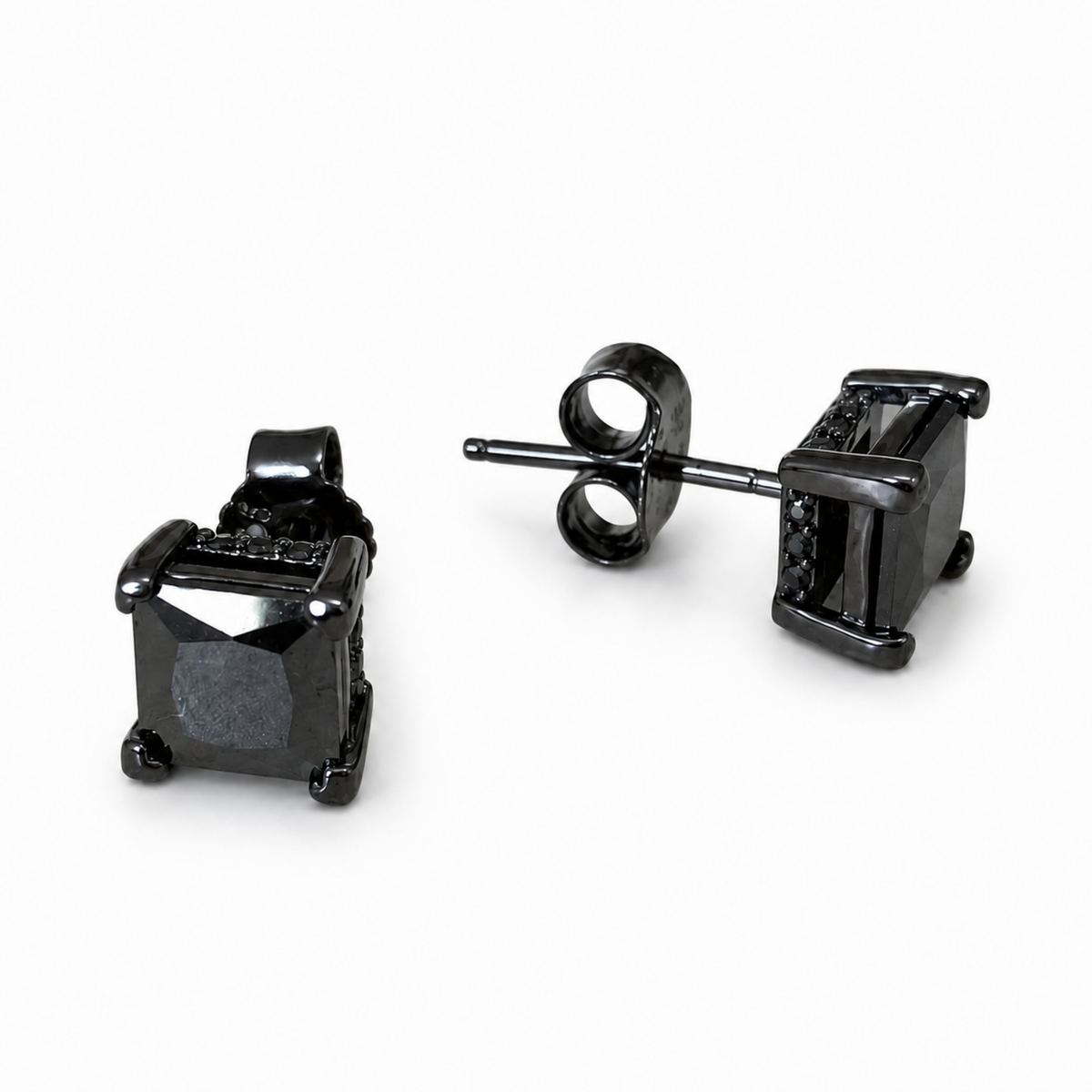 Kolczyki Black Square S925 Czarne Złoto Damskie