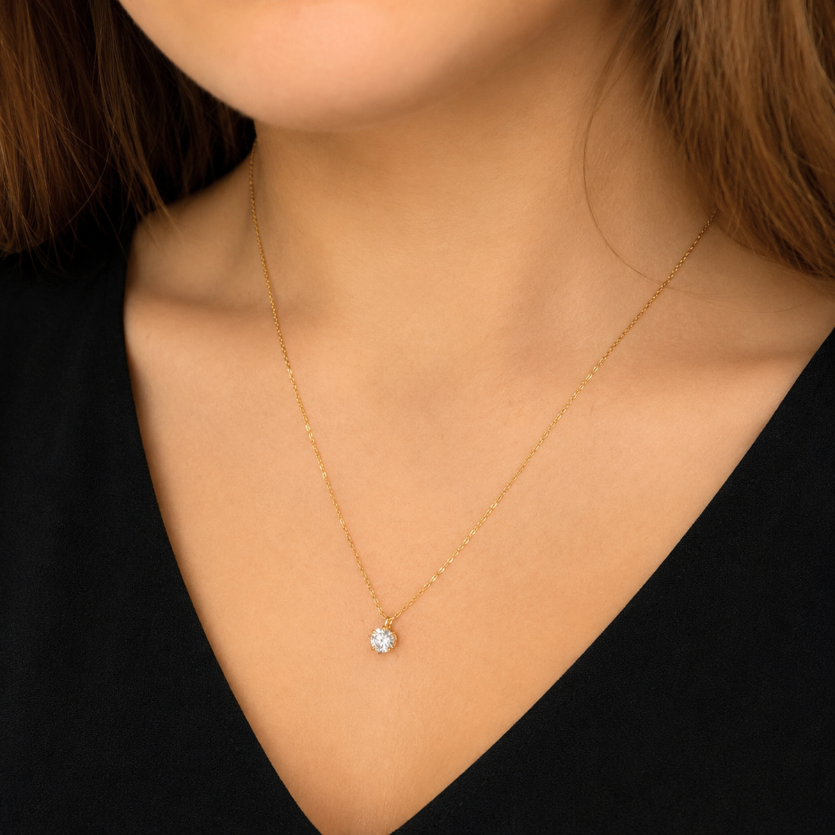 Naszyjnik Crystal z Moissanitem 1 karat S925 Złoty Damski