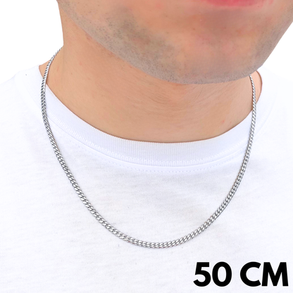 Łańcuch Cuban Białe Złoto - 3mm