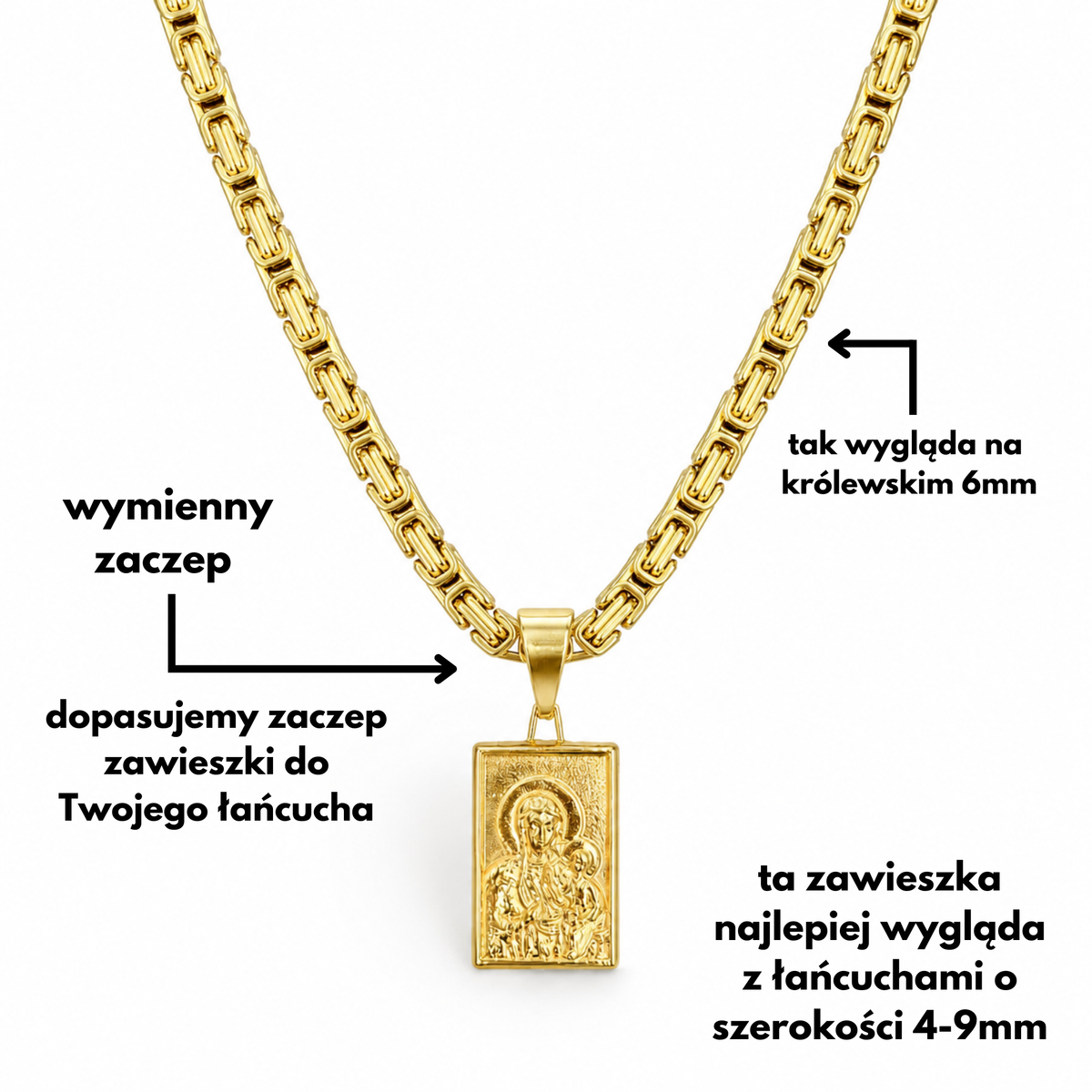 Zawieszka Matka Boska Częstochowska Złota