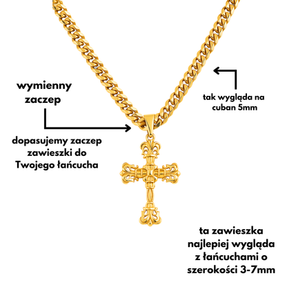 Zawieszka Baroque Cross Złota