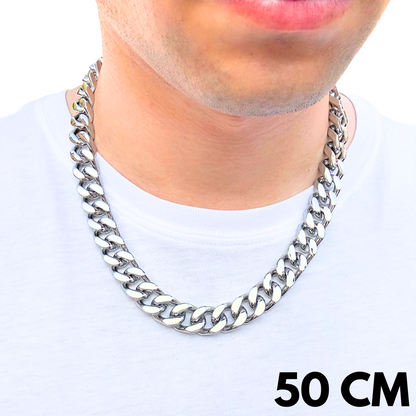 Łańcuch Cuban Białe Złoto - 14mm
