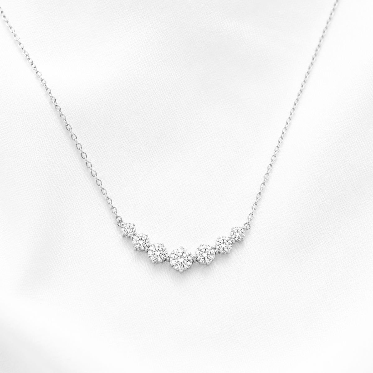Naszyjnik V-line z Moissanitem 1.70ct S925 Białe Złoto Damski