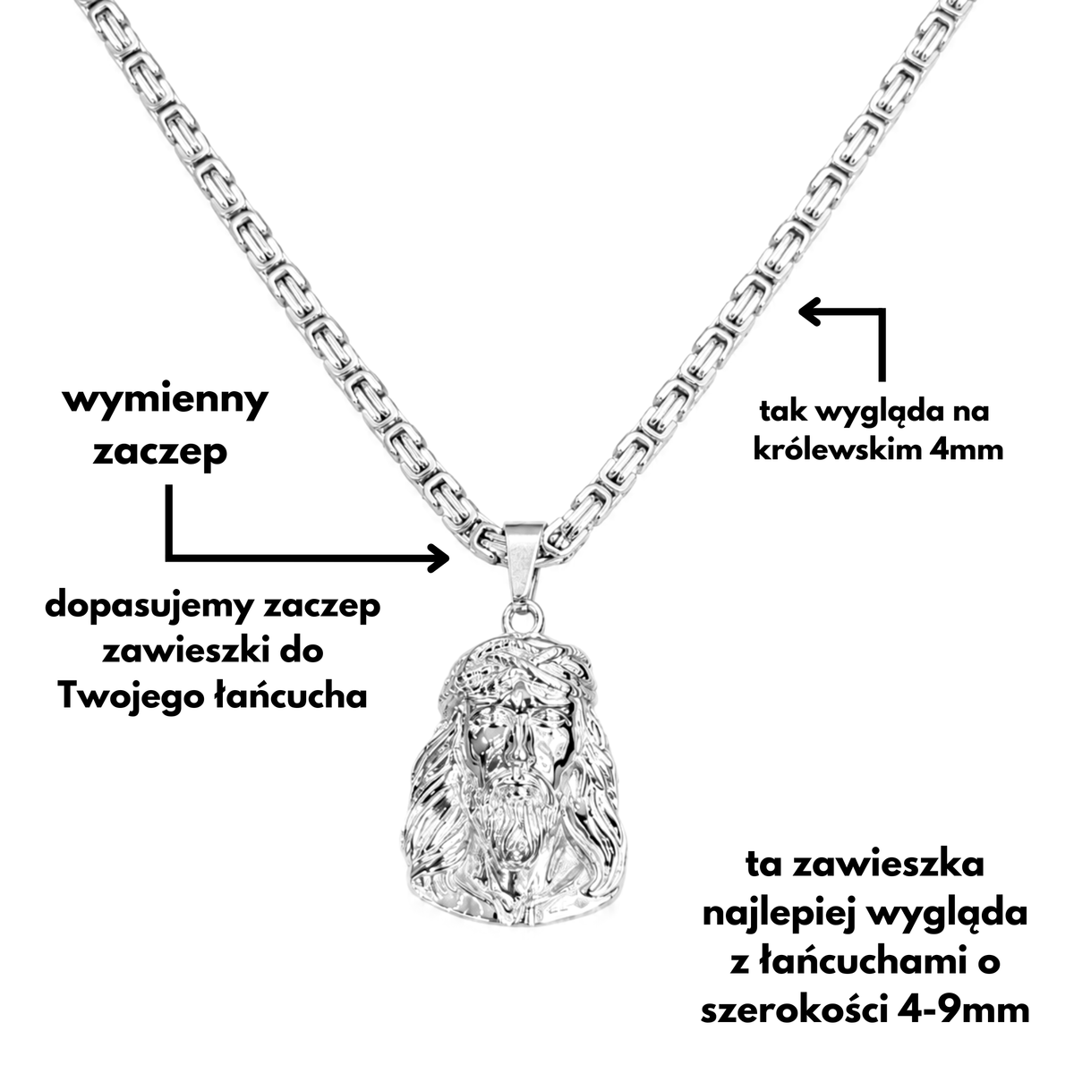 Zawieszka Jezus Thorn Białe Złoto