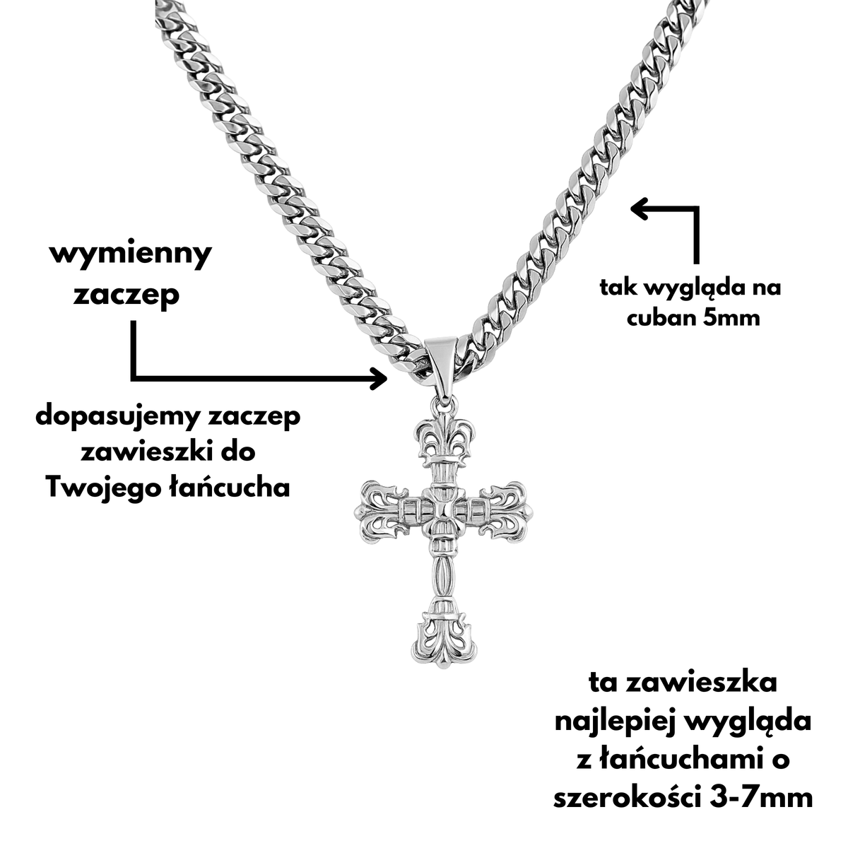 Zawieszka Baroque Cross Białe Złoto