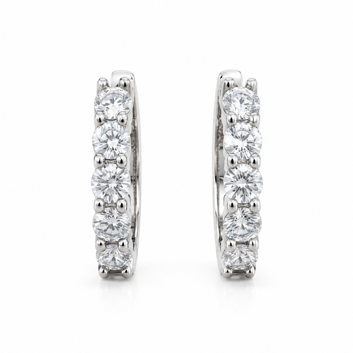 Kolczyki Diamond Hoop z moissanitem 2.0 ct S925 Białe Złoto Damskie