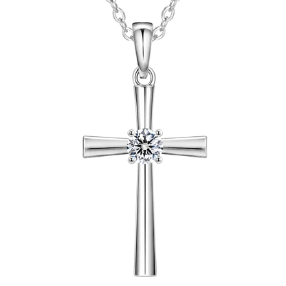 Naszyjnik Luna Cross z Moissanitem 0.30ct S925 Damski