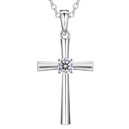 Naszyjnik Luna Cross z Moissanitem 0.30ct S925 Damski