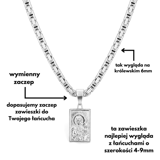 Zawieszka Matka Boska Częstochowska Białe Złoto