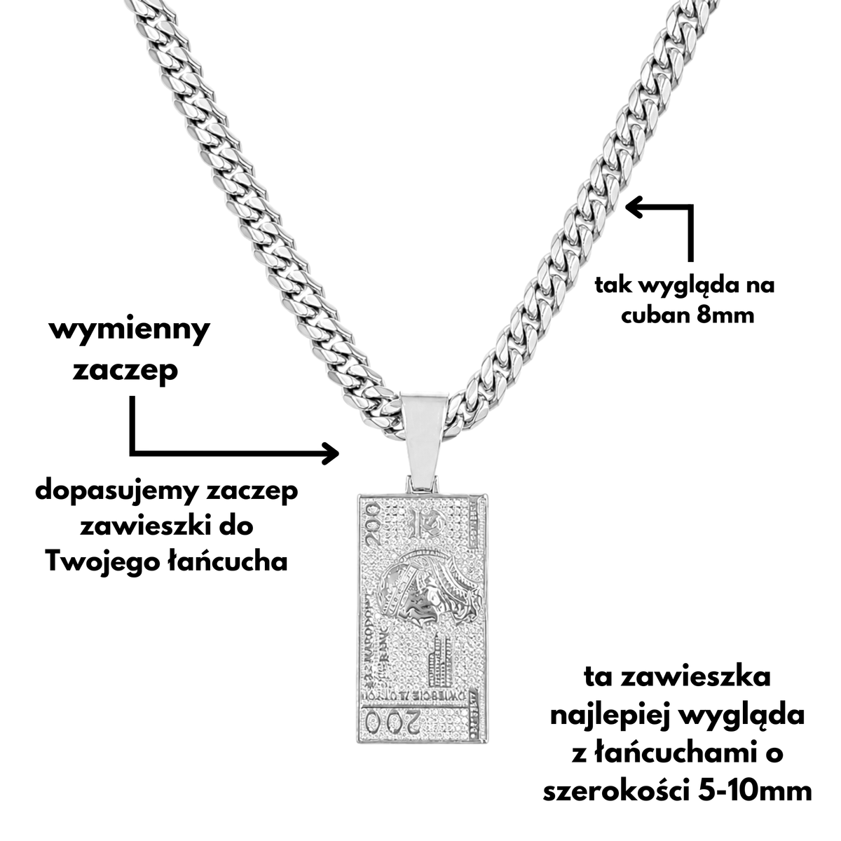 Zawieszka Banknot 200zł Białe Złoto