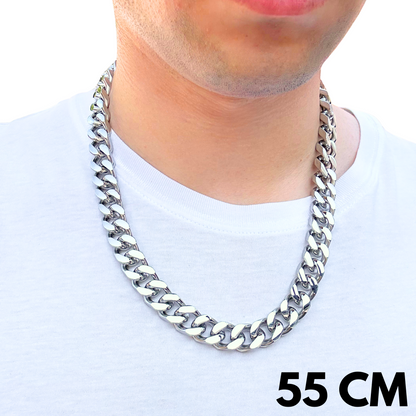 Łańcuch Cuban Białe Złoto - 14mm