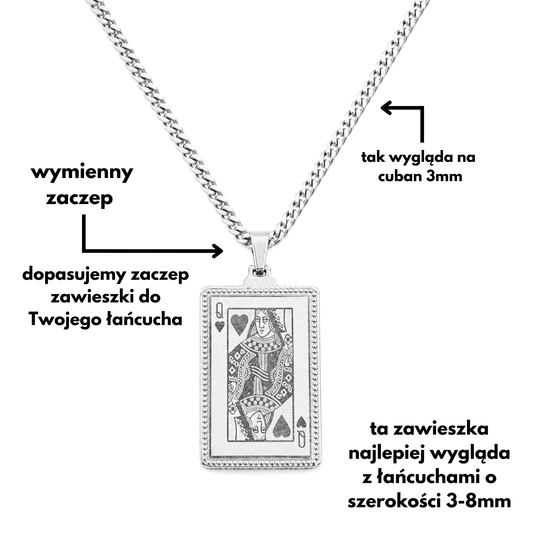 Zawieszka Karta Dama Białe Złoto