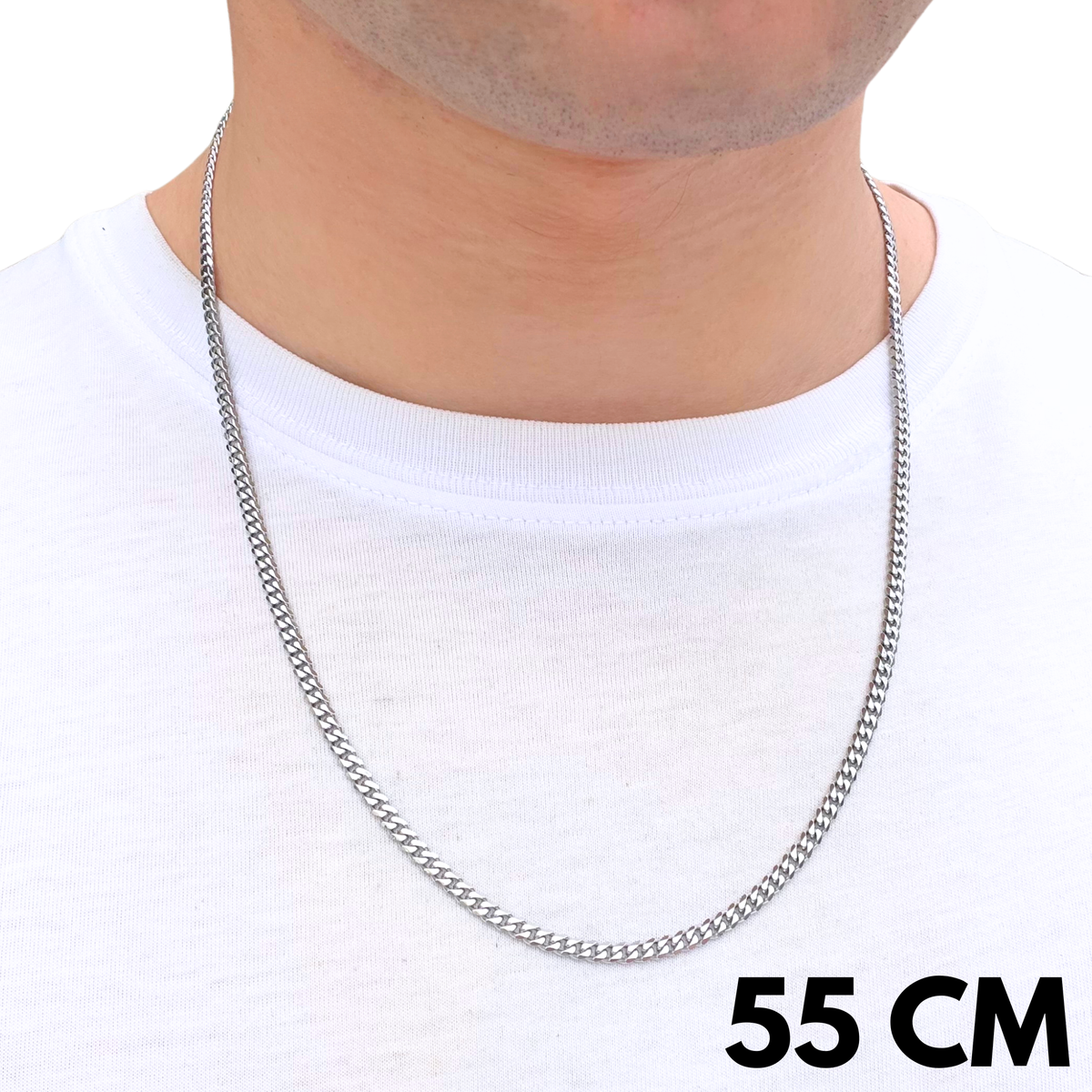 Łańcuch Cuban Białe Złoto - 3mm