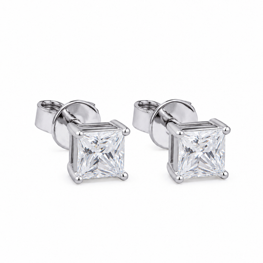Kolczyki Crystal Square z Moissanitem 0.5 karata S925 Białe Złoto Damskie