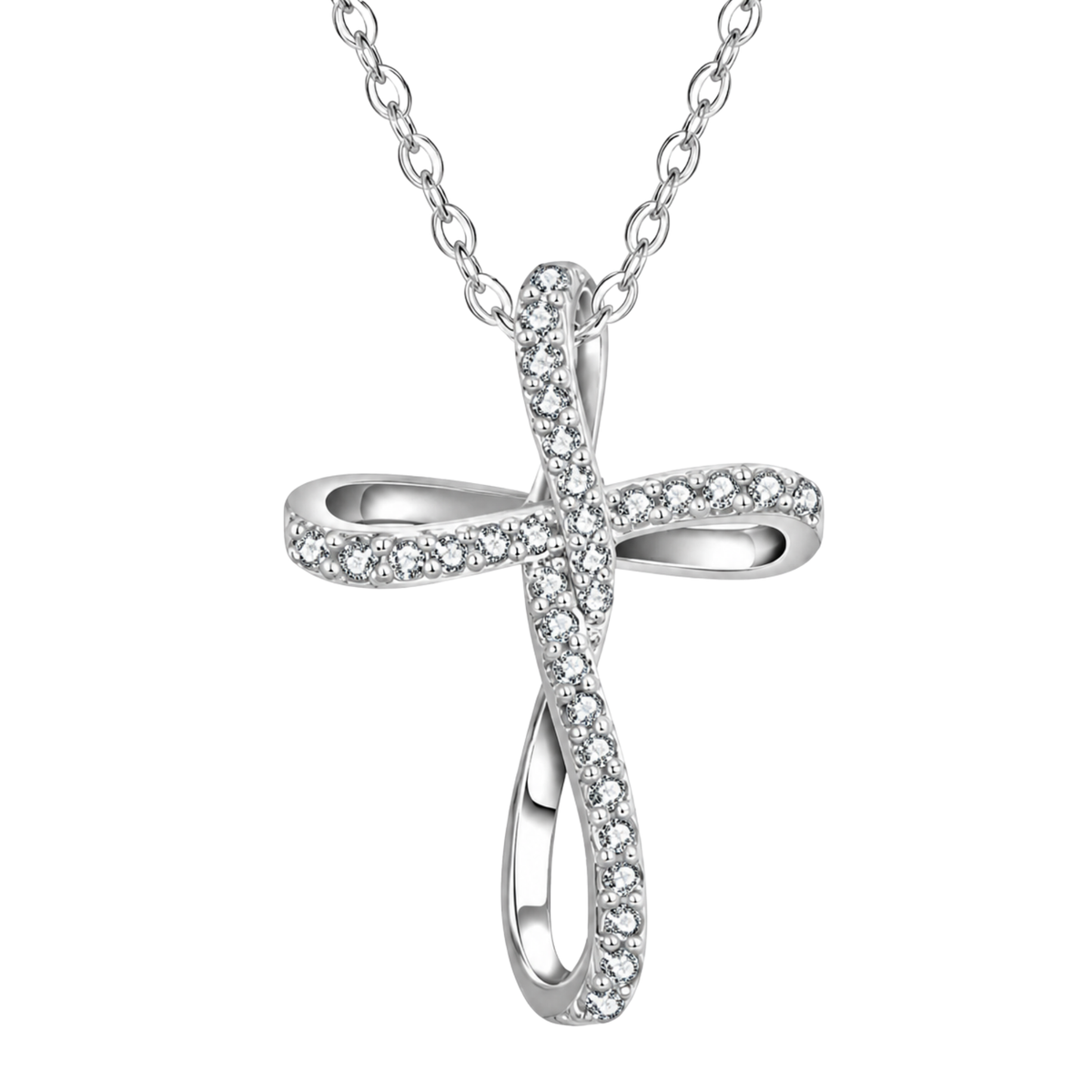 Naszyjnik Oval Cross z Moissanitem 0.192ct S925 Damski