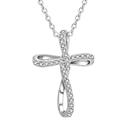 Naszyjnik Oval Cross z Moissanitem 0.192ct S925 Damski