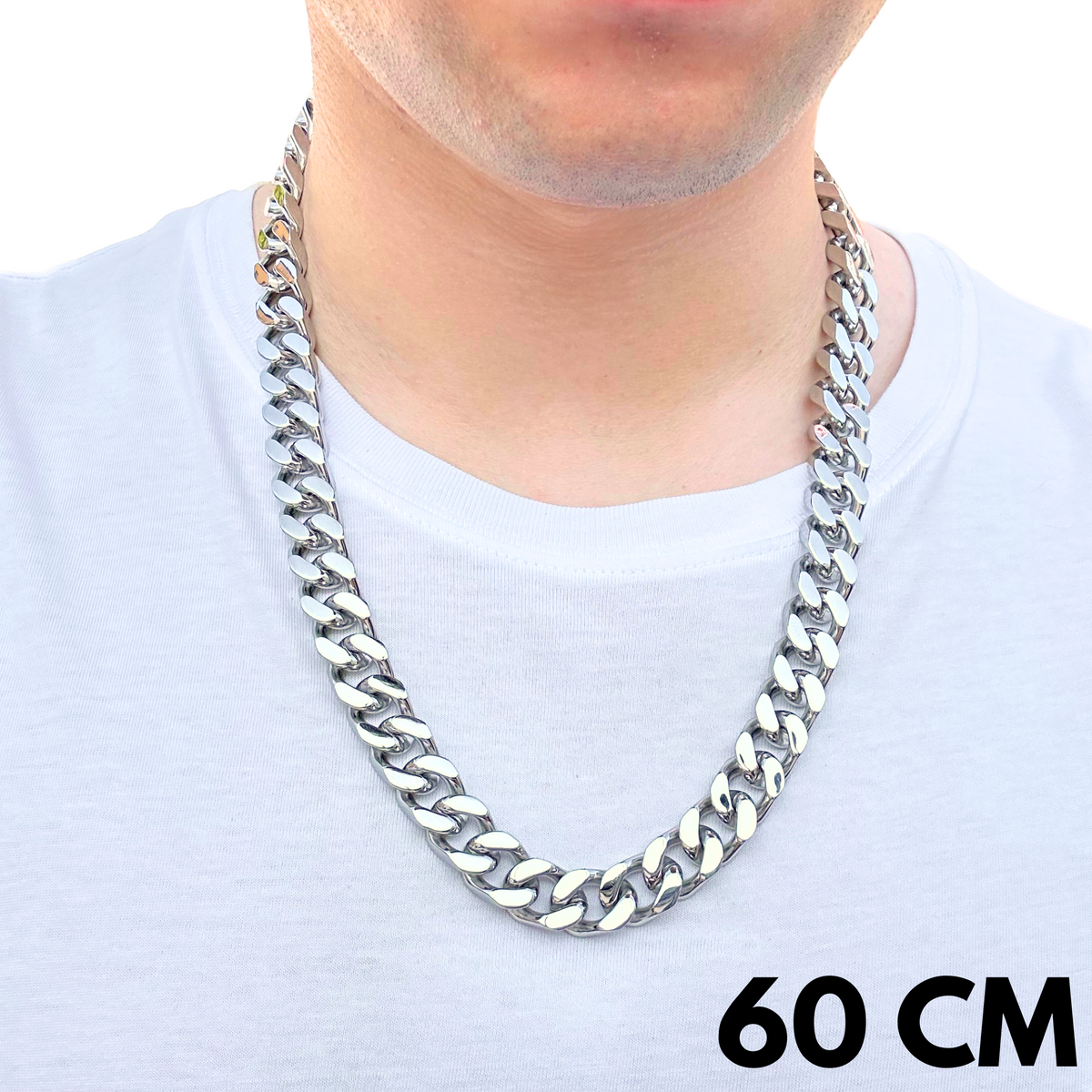 Łańcuch Cuban Białe Złoto - 14mm