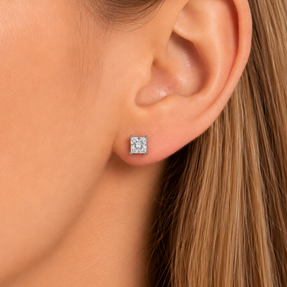 Kolczyki Crystal Square z Moissanitem 0.5 karata S925 Białe Złoto Damskie