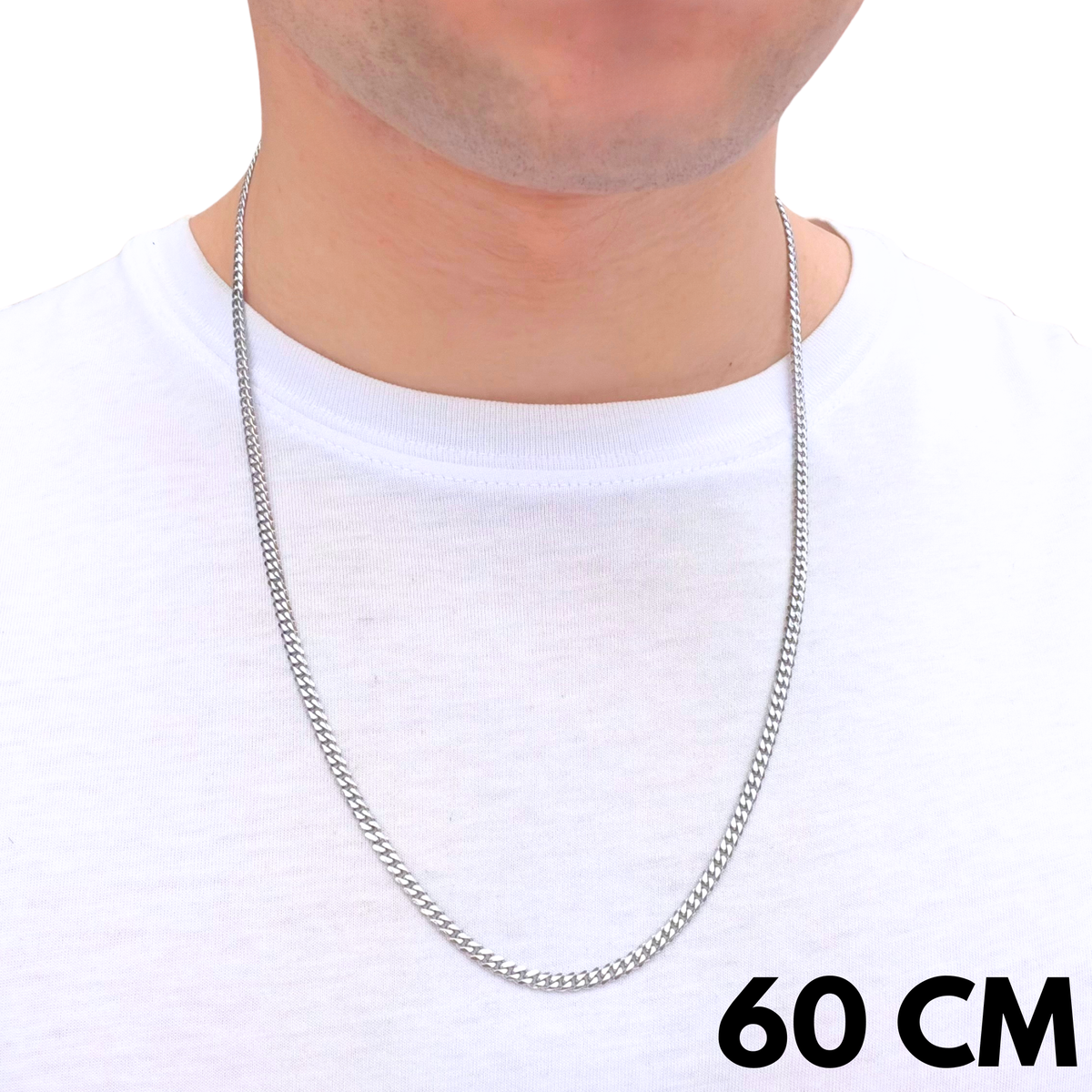 Łańcuch Cuban Białe Złoto - 3mm