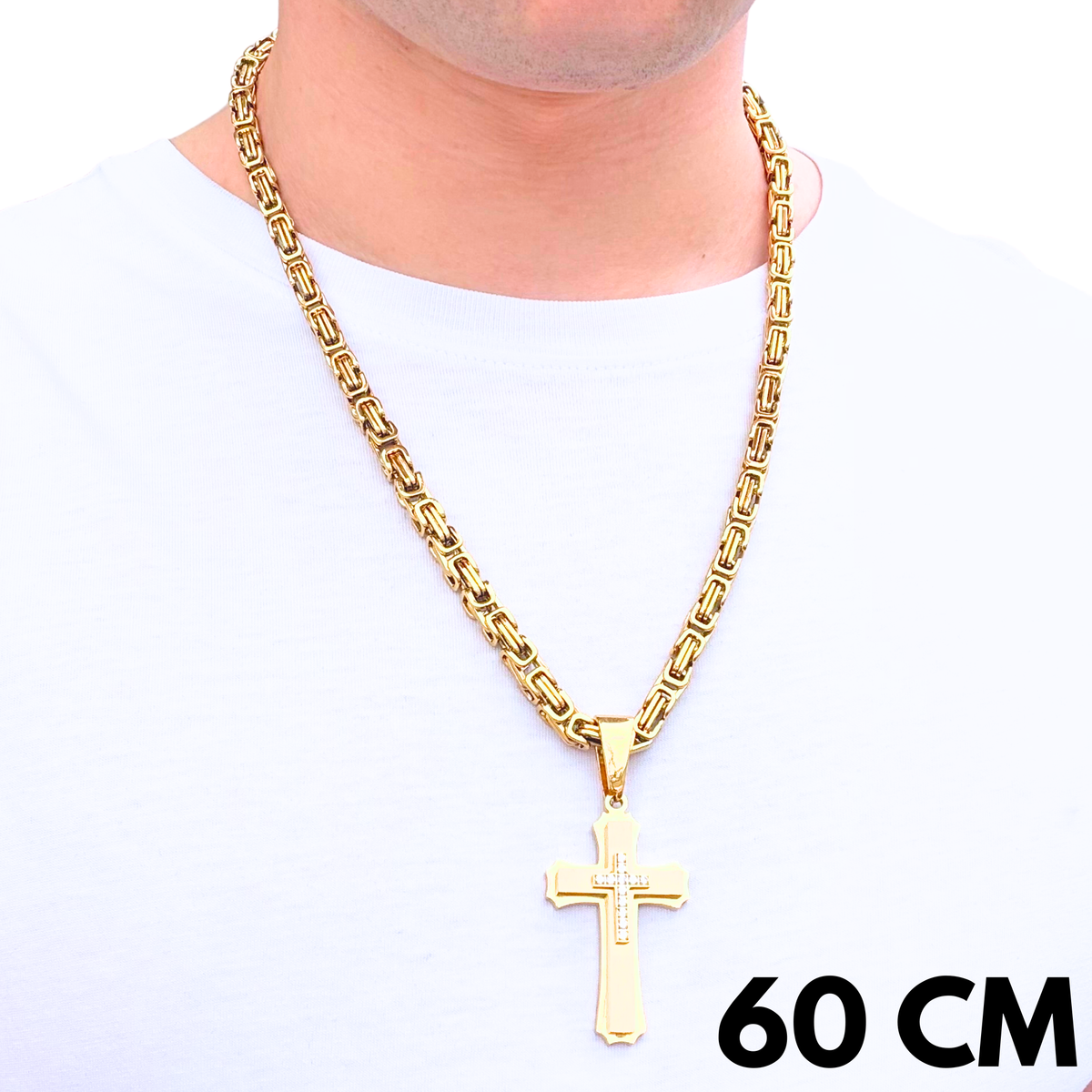 ZESTAW - Królewski Złoty 6mm + Zawieszka Royal Cross Złota