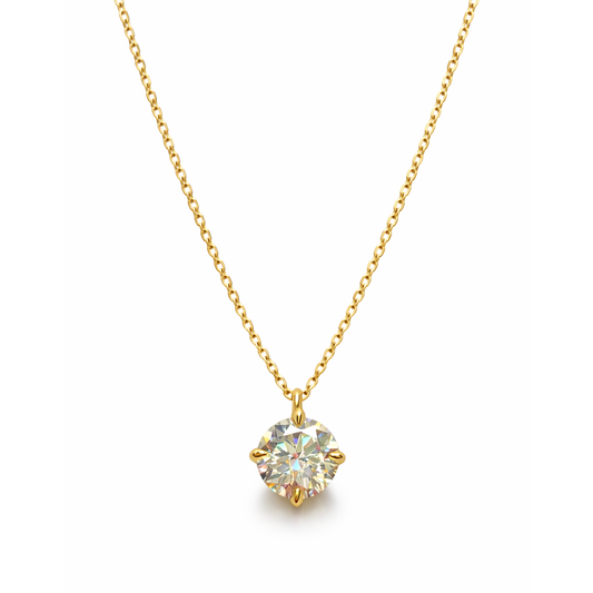 Naszyjnik Crystal z Moissanitem 1 karat S925 Złoty Damski