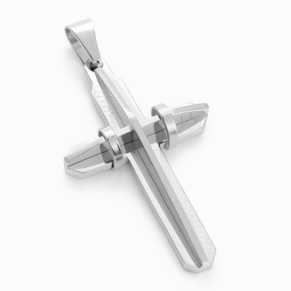 ZESTAW - Rope 4mm + Zawieszka Modern Cross Białe Złoto