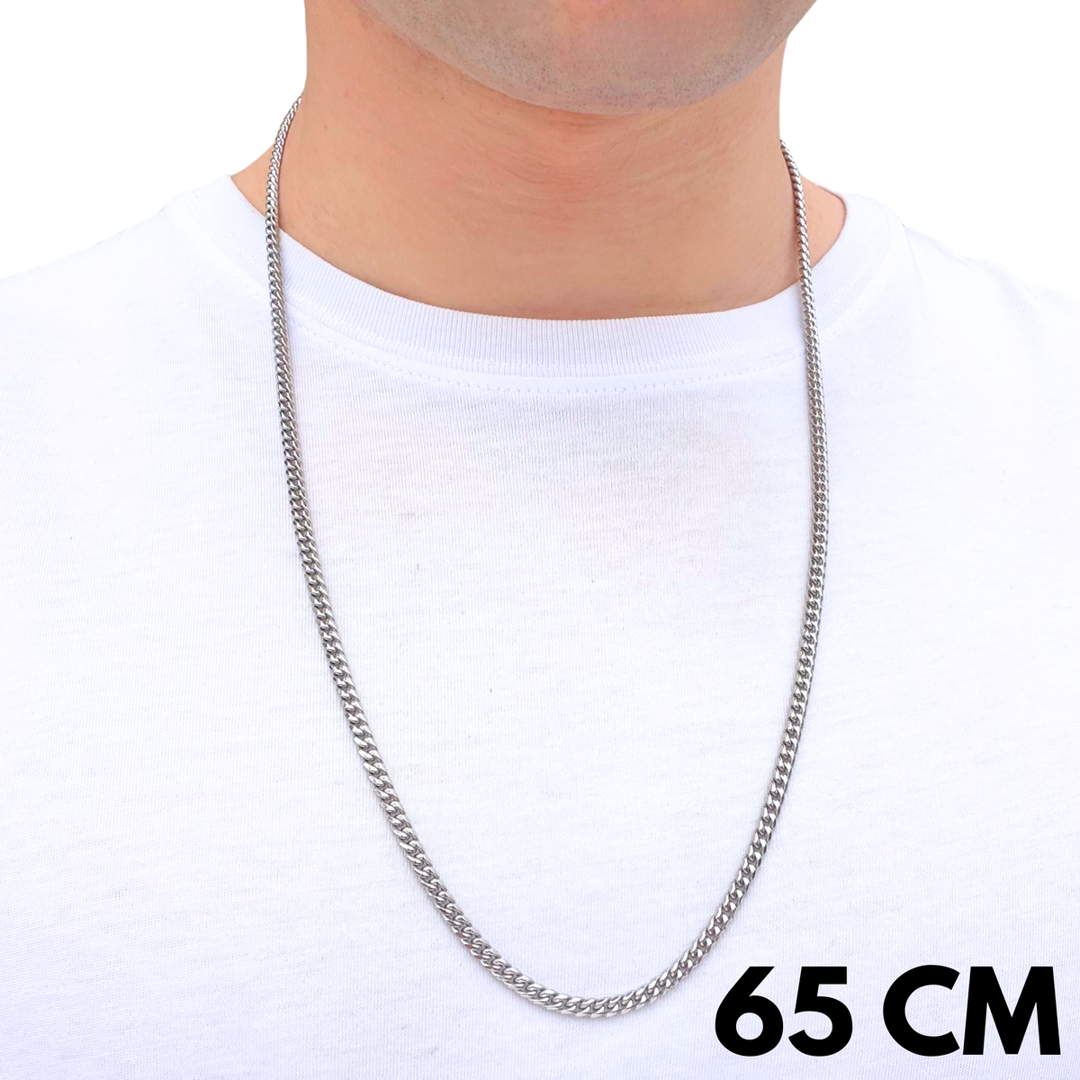 Łańcuch Cuban Białe Złoto - 3mm