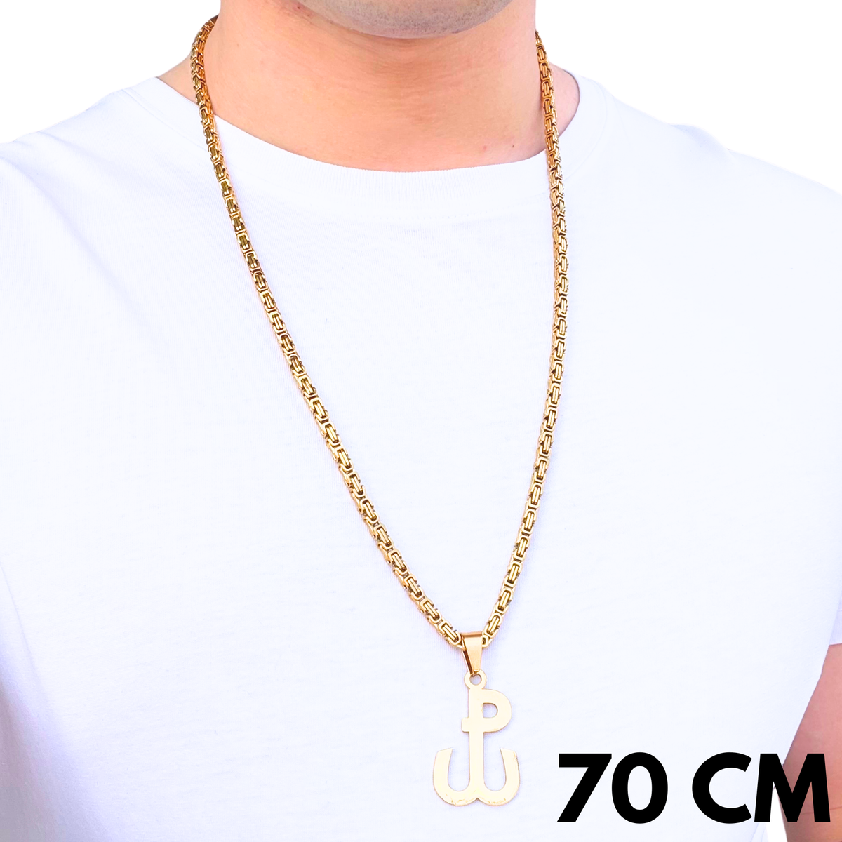 ZESTAW - Królewski Złoty 4mm + Zawieszka Polska Walcząca Złota