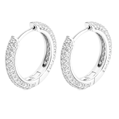 Kolczyki Crystal Hoop S925 Białe Złoto Damskie