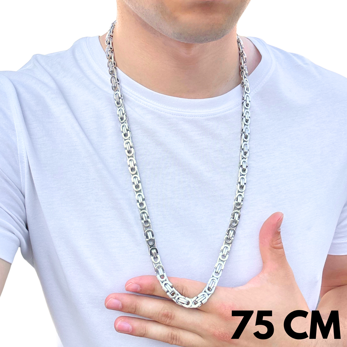 Łańcuch Szlachecki Białe Złoto - 8mm