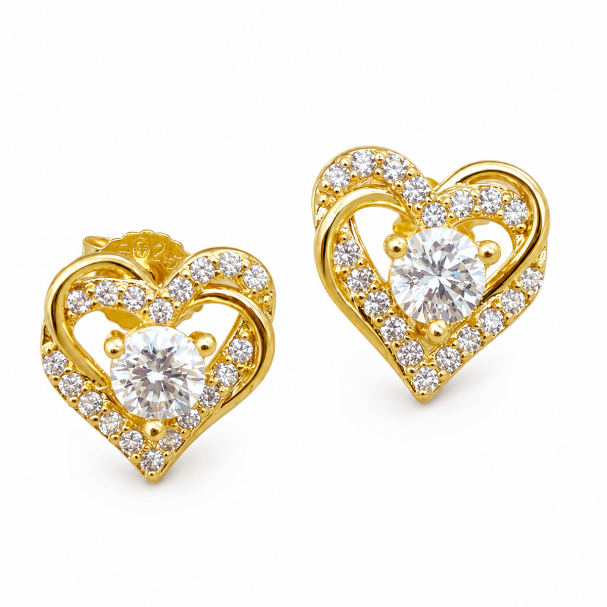 Kolczyki Asymmetrical Heart z Moissanitem 0.5ct S925 Złote Damskie