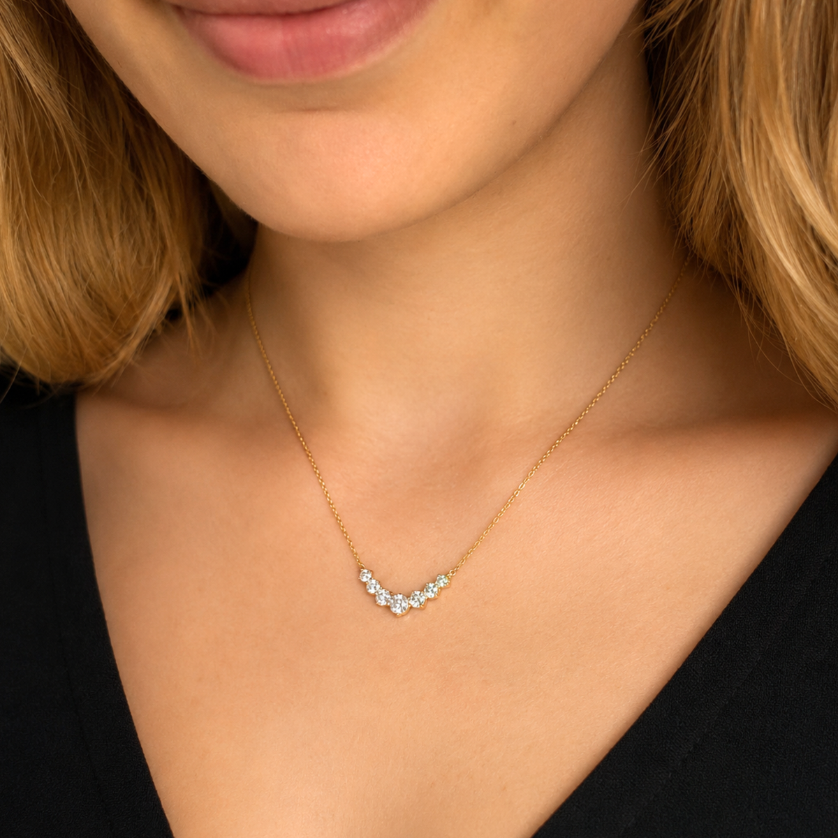 Naszyjnik V-line z Moissanitem 1.70ct S925 Złoty Damski