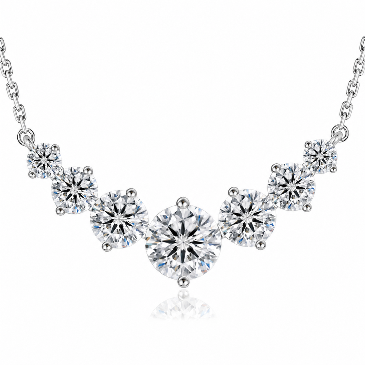Naszyjnik V-line z Moissanitem 1.70ct S925 Białe Złoto Damski