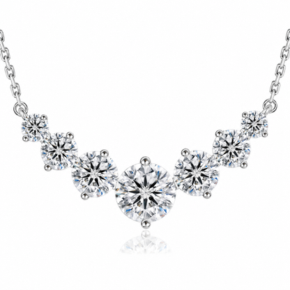 Naszyjnik V-line z Moissanitem 1.70ct S925 Białe Złoto Damski