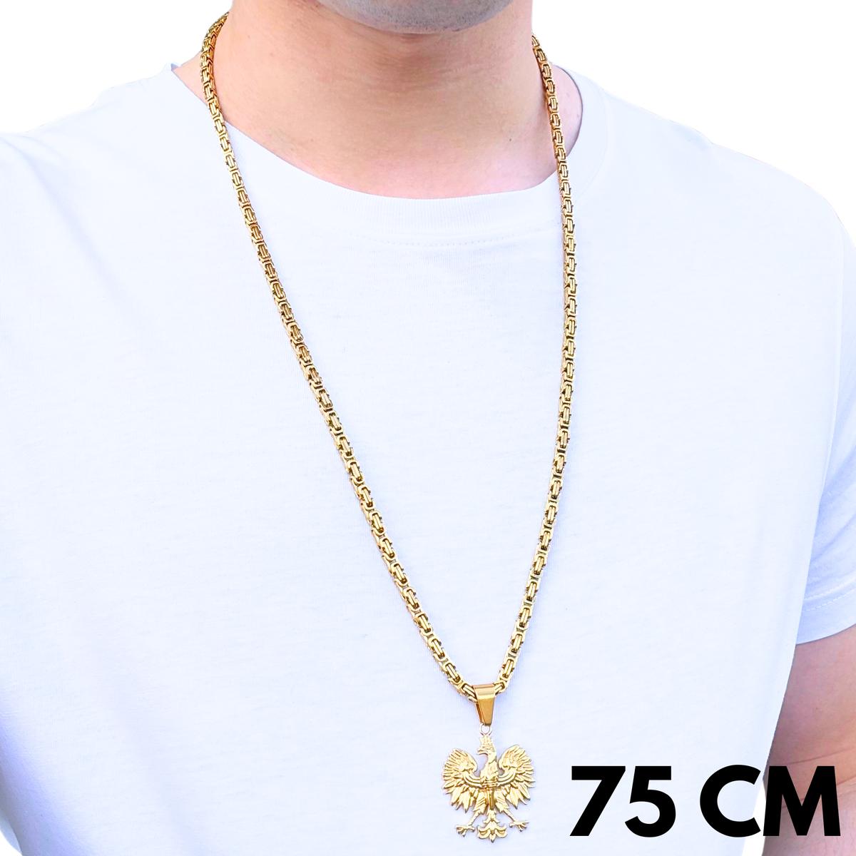 ZESTAW - Królewski Złoty 4mm + Zawieszka Orzeł Złota