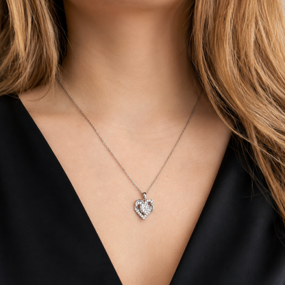 Naszyjnik Asymetric Heart z Moissanitem 1 karat S925 Białe Złoto Damski