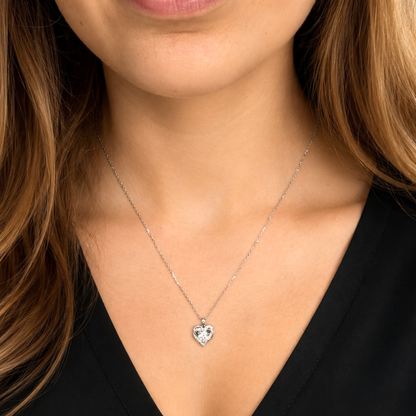 Naszyjnik Asymetric Heart z Moissanitem 1 karat S925 Białe Złoto Damski