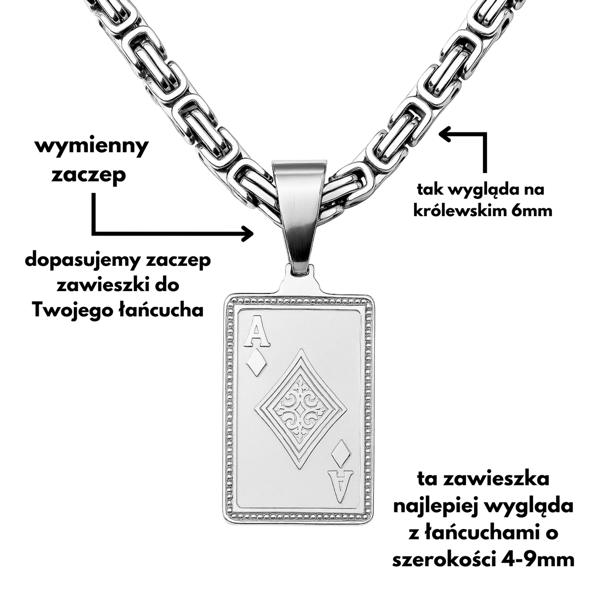 Zawieszka Karta AS Białe Złoto