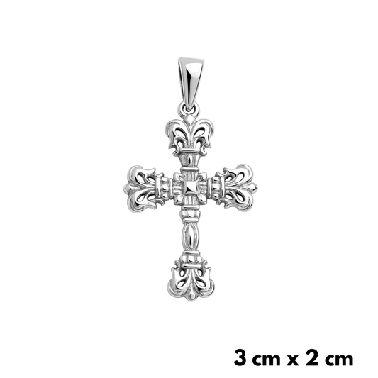 Zawieszka Baroque Cross Białe Złoto