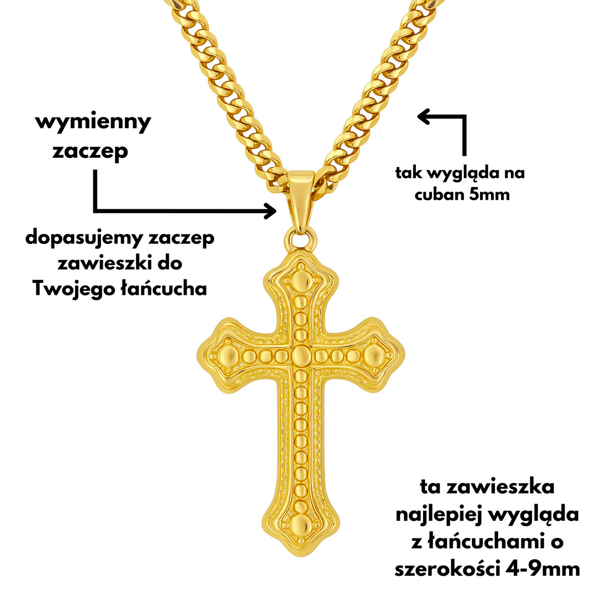 Zawieszka Bubble Cross Złota