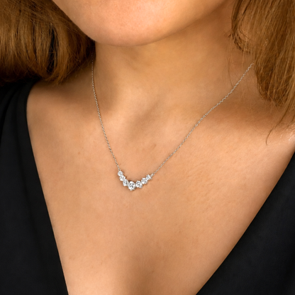 Naszyjnik V-line z Moissanitem 1.70ct S925 Białe Złoto Damski