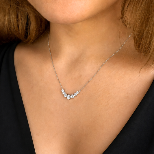 Naszyjnik V-line z Moissanitem 1.70ct S925 Białe Złoto Damski