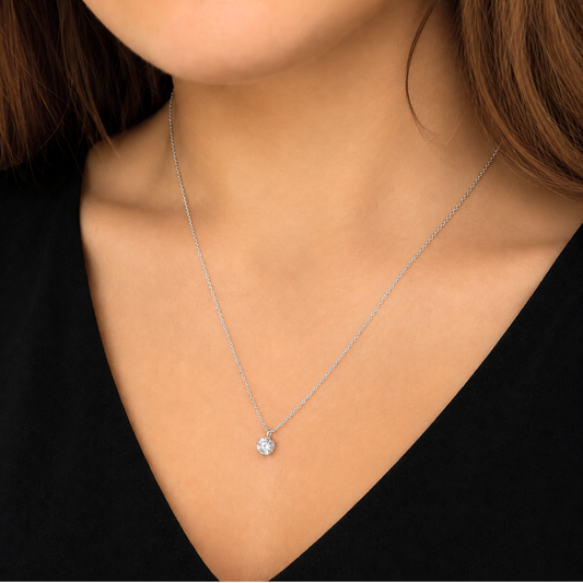 Naszyjnik Crystal z Moissanitem 1 karat S925 Białe Złoto Damski